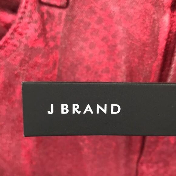 J Brand Alana High Rise Jagged Opium Python Red Size 23 New - Picture 4 of 12
